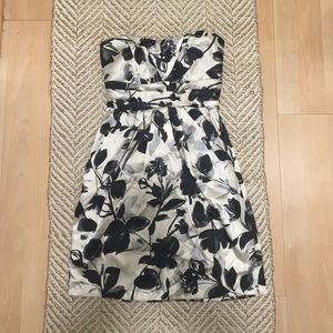 Black and white Floral strapless dress