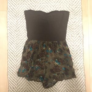 Green tribal romper with key hole back