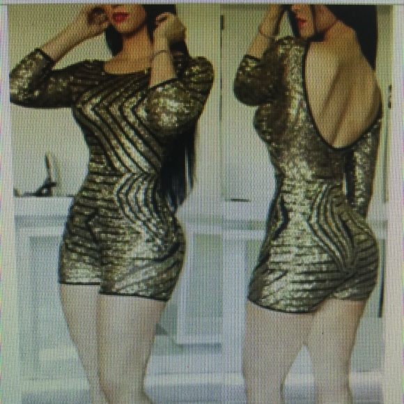 Gold romper sequins
