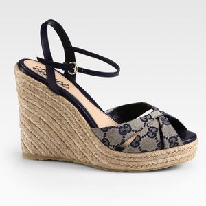 Gucci Penelope Espadrille Wedges sz 37.5 BRAND NEW