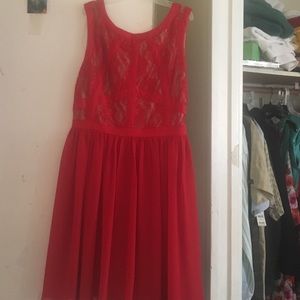 A red lace dress