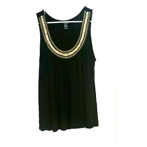 Torrid black w/gold and copper bead/sequined tank