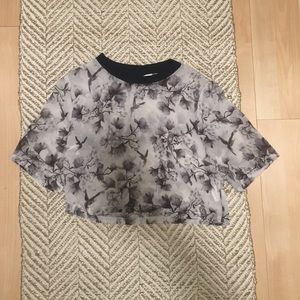 Floral shear crop blouse