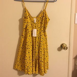Forever 21 yellow and navy sun dress