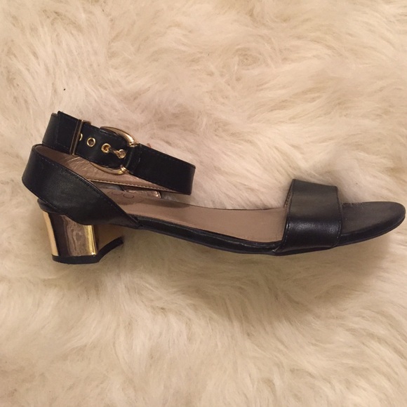 Black and gold strappy sandals