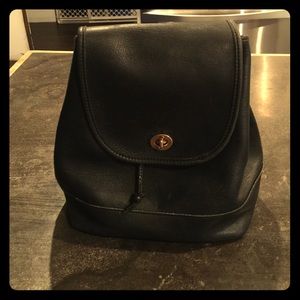 Coach black leather authentic backpack small