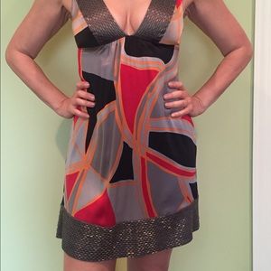 Arden b multi color silk beaded dress, size small