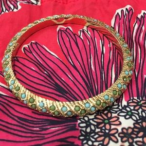 Lilly Pulitzer Green and Blue Gold Bangle with Bag