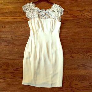 Nicole Miller White Evening Dress with Lace Size 2