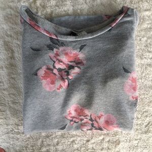 Heather Gray and Pink Rose Long-Sleeved Shirt