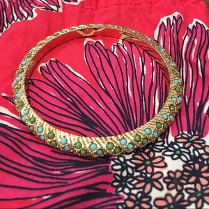 Lilly Pulitzer Green and Blue Gold Bangle with Bag