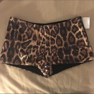 Cheetah print sequin shorts