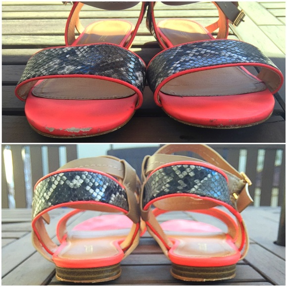 🐍Neon Pink Snakeskin Sandals - Picture 3 of 4