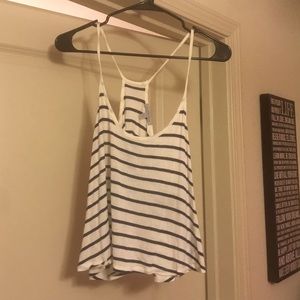 Cream and navy striped Charlotte Russe tank top