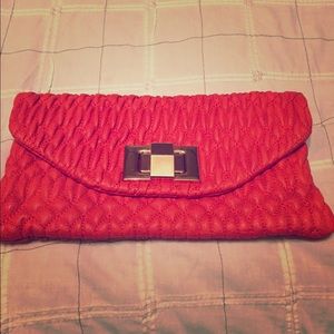 Quilted orange clutch/cross body