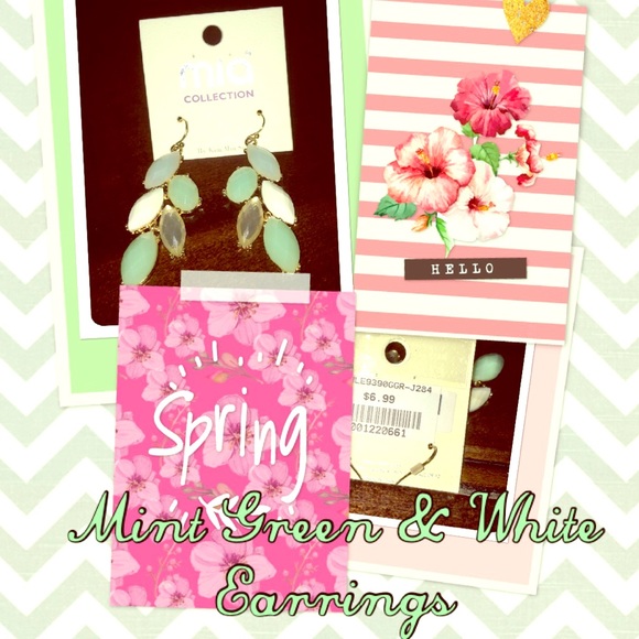 🍀Mint green & white earrings, NWT, never worn🍏 - Picture 1 of 3