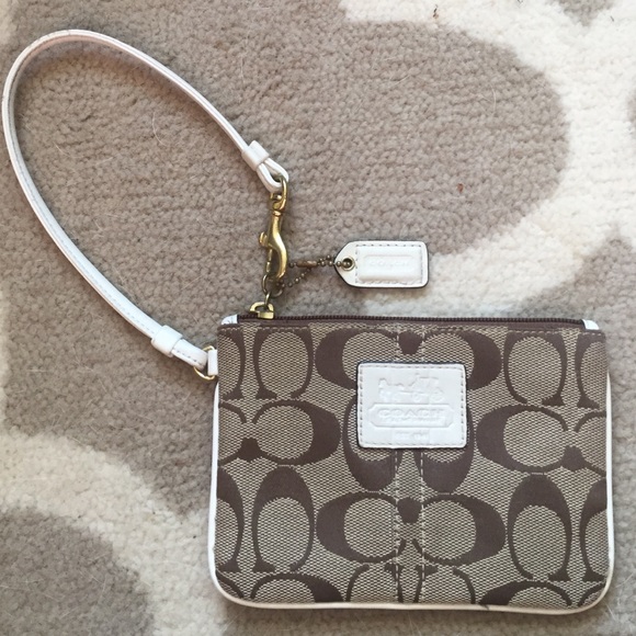 Coach signature white wristlet