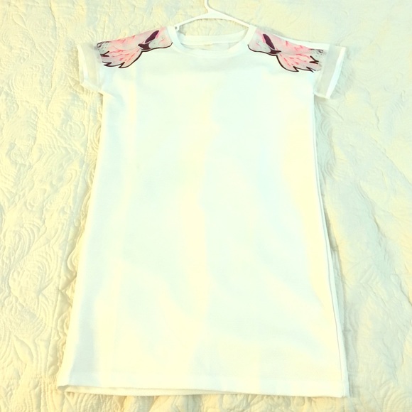 White Dress with Mesh Trim