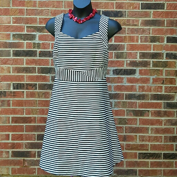 🚨LAST 1✔NWT 18Halogen Fit Flare Stripe Dress - Picture 3 of 4