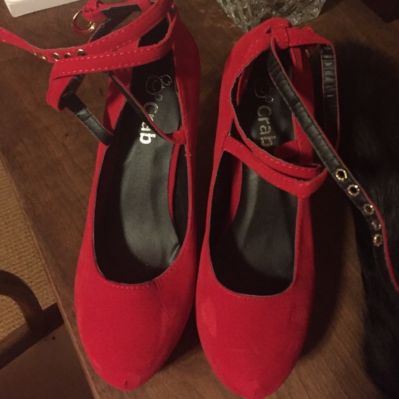 Red "suede" heels