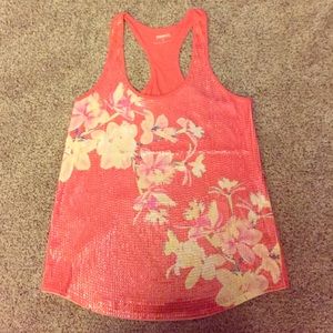 Express sequin floral print tank top
