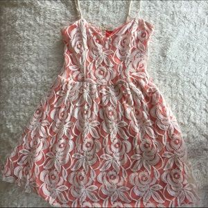 Orange Cream Rose Lace Dress