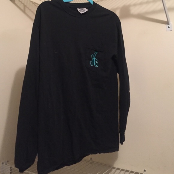 Comfort color long sleeve t shirt with monogram A