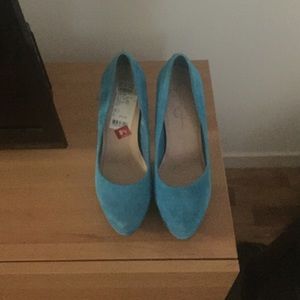 Turquoise Suede Pumps