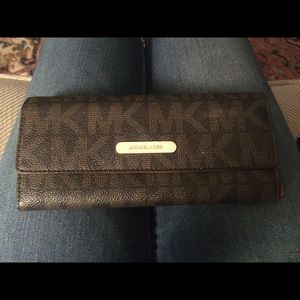 Michael Kors signature brown snap wallet