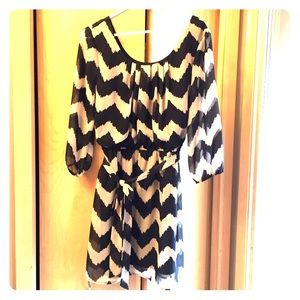 Adorable black and cream chevron dress