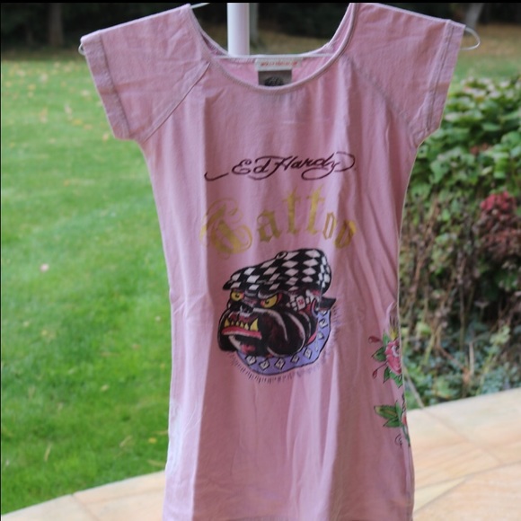 BABY PINK ED HARDY T-SHIRT!! - Picture 1 of 1