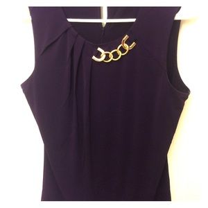 Royal Purple Tank with Gold Metal Embellishment