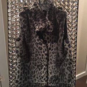 Gray Leopard Faux Fur Vest size S/M