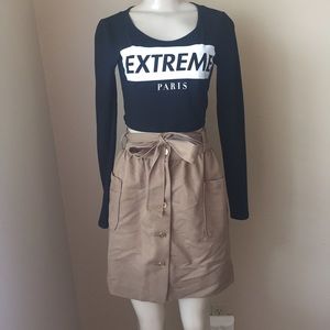 Khaki Buttoned Skirt