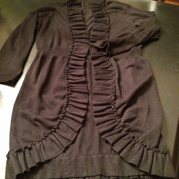 Cardigan Sweater with Ruffle Detail