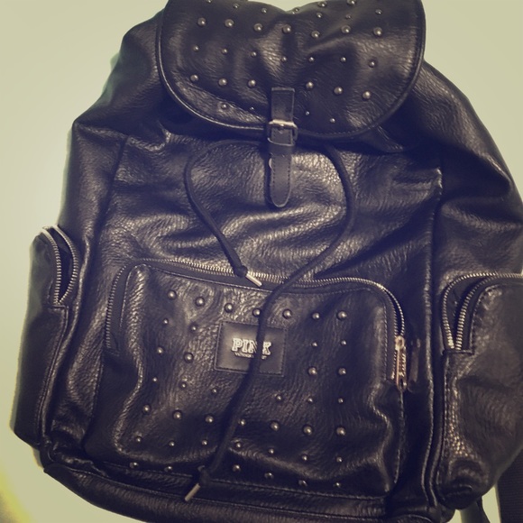 Black leather backpack