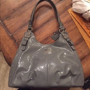 Gray patten leather Maggie coach purse