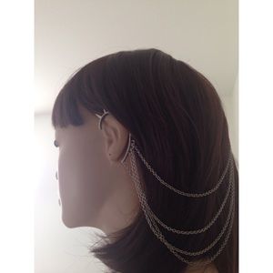 Distressed Spiked Ear Cuff Chain Hair Jewelry