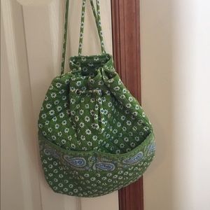 Vera Bradley Drawstring Backsack in Apple Green