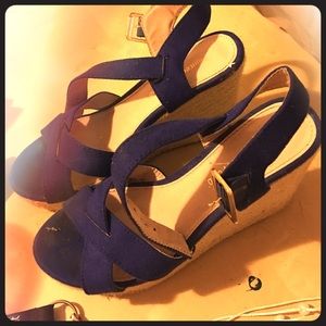 Royal Blue Wedges-Hardly Used.