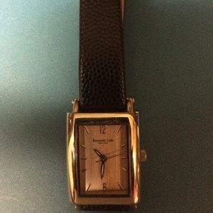 Black leather watch pink face Black leather watch pink face