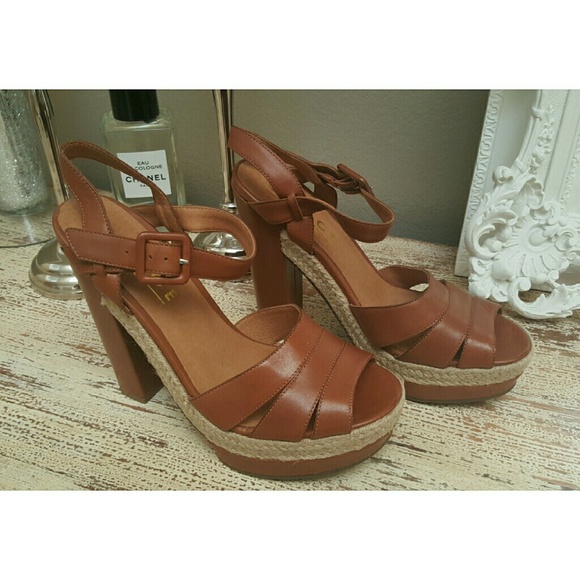 NBW Topshop Brown Leather Platform Sandal 8.5