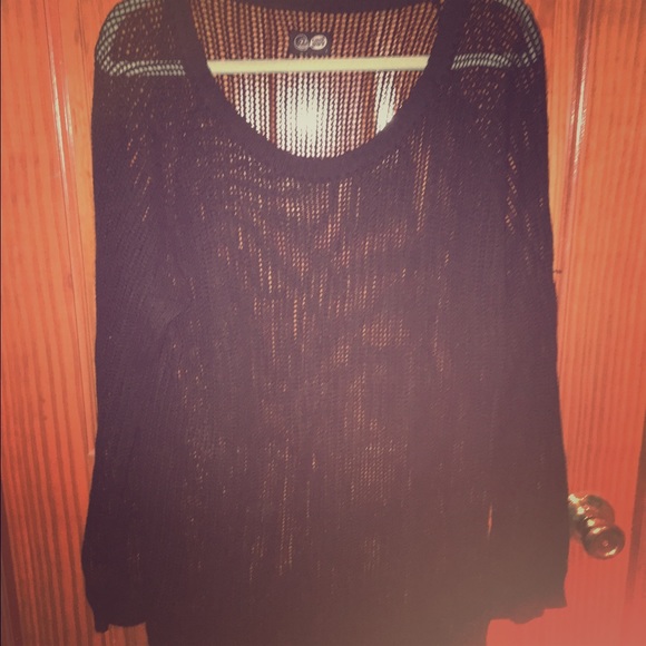 Black crochet knit tunic