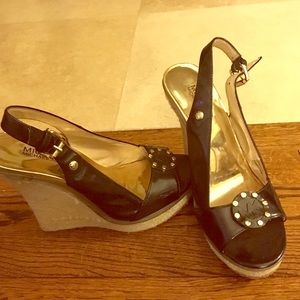 Michael Kors wedges size 8, black with gold accent