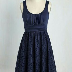 Blue lace bottom dress