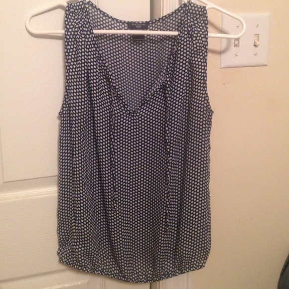 Ann Taylor navy polka dot tank top