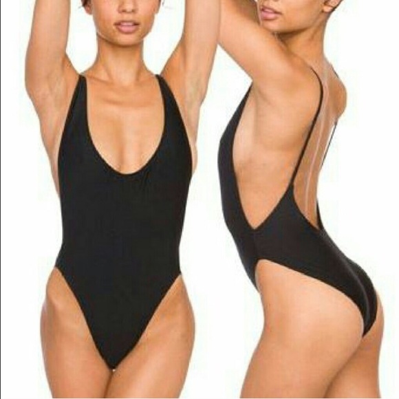 Sexy Black High Waist Cut/Low Back Swimsuit