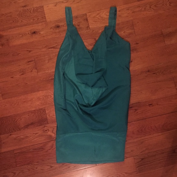 Teal silky plunge neckline Love 2 dress size med. - Picture 2 of 4