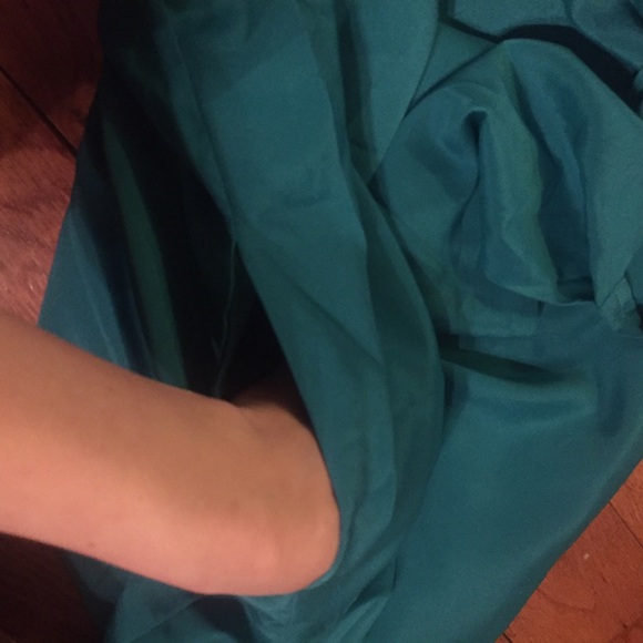 Teal silky plunge neckline Love 2 dress size med. - Picture 3 of 4