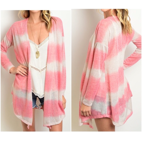Pink & cream cardi S M L - Picture 3 of 3
